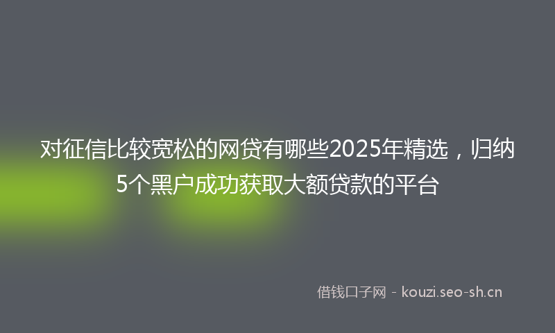 对征信比较宽松的网贷有哪些2025年精选，归纳5个黑户成功获取大额贷款的平台
