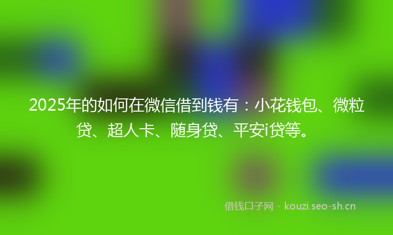 2025年的如何在微信借到钱有：小花钱包、微粒贷、超人卡、随身贷、平安i贷等。