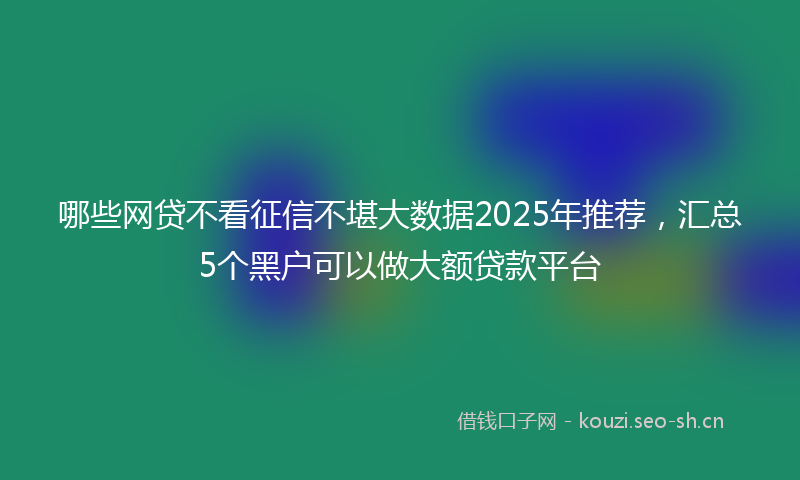 哪些网贷不看征信不堪大数据2025年推荐，汇总5个黑户可以做大额贷款平台