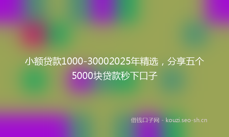 小额贷款1000-30002025年精选，分享五个5000块贷款秒下口子