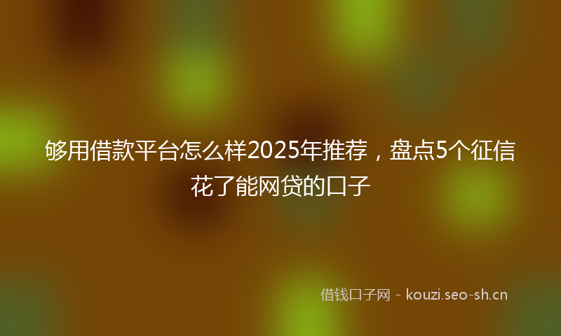 够用借款平台怎么样2025年推荐，盘点5个征信花了能网贷的口子