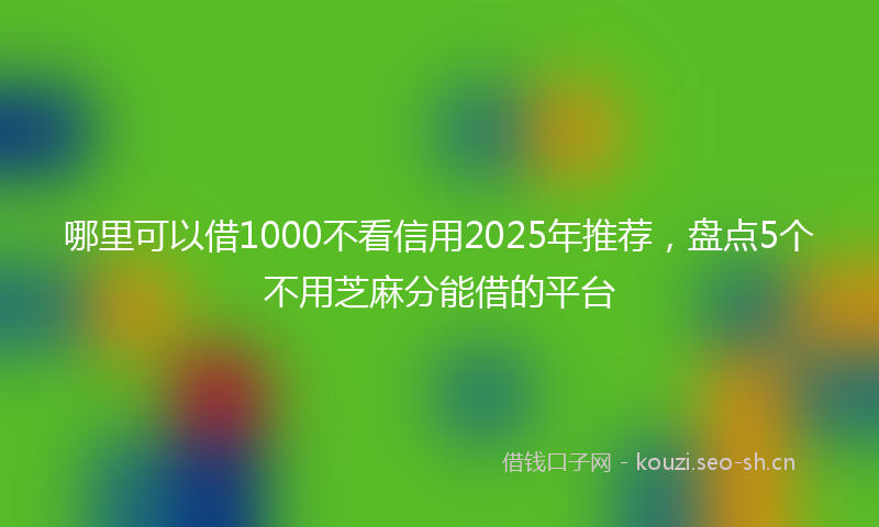 哪里可以借1000不看信用2025年推荐，盘点5个不用芝麻分能借的平台