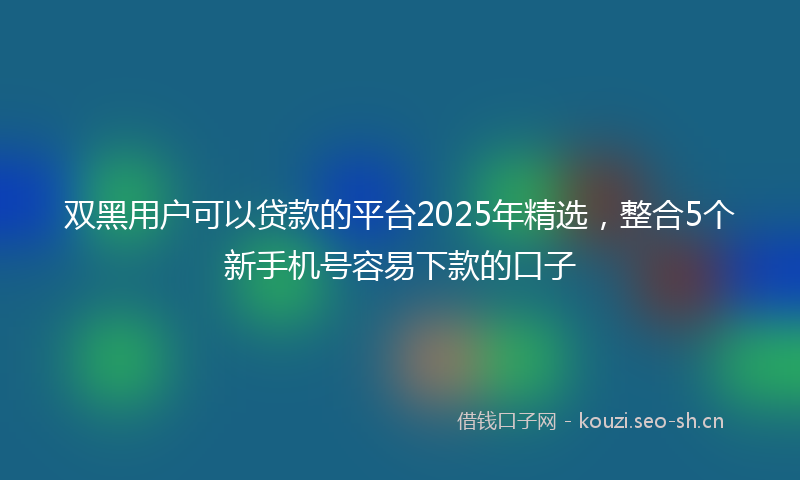 双黑用户可以贷款的平台2025年精选，整合5个新手机号容易下款的口子