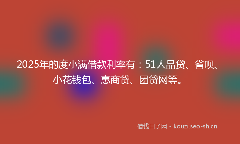 2025年的度小满借款利率有：51人品贷、省呗、小花钱包、惠商贷、团贷网等。