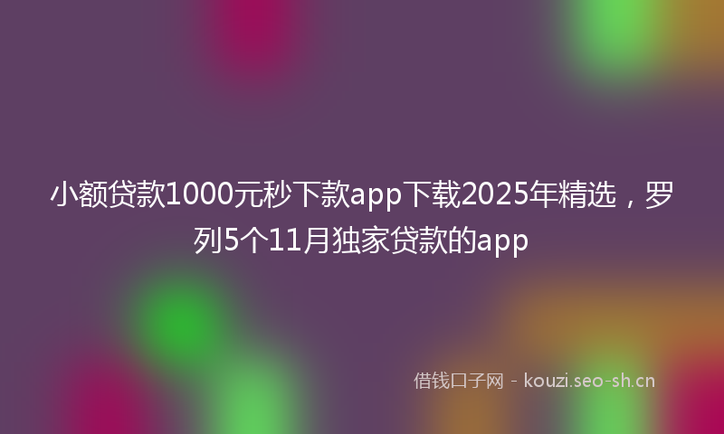 小额贷款1000元秒下款app下载2025年精选，罗列5个11月独家贷款的app