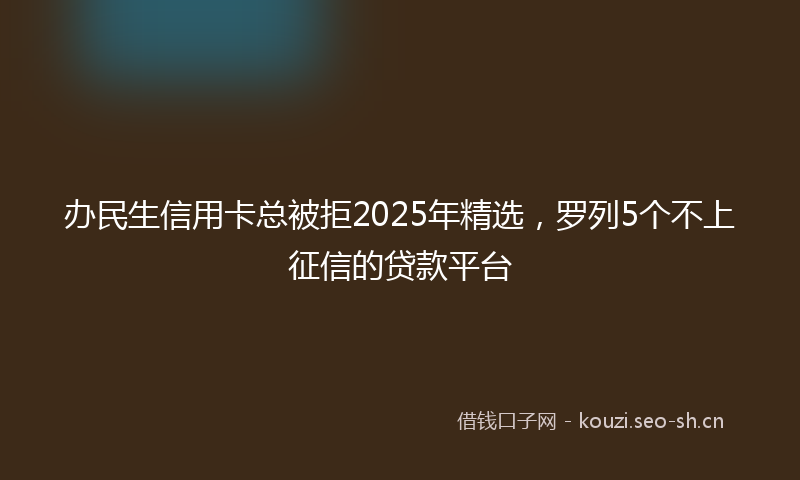 办民生信用卡总被拒2025年精选，罗列5个不上征信的贷款平台