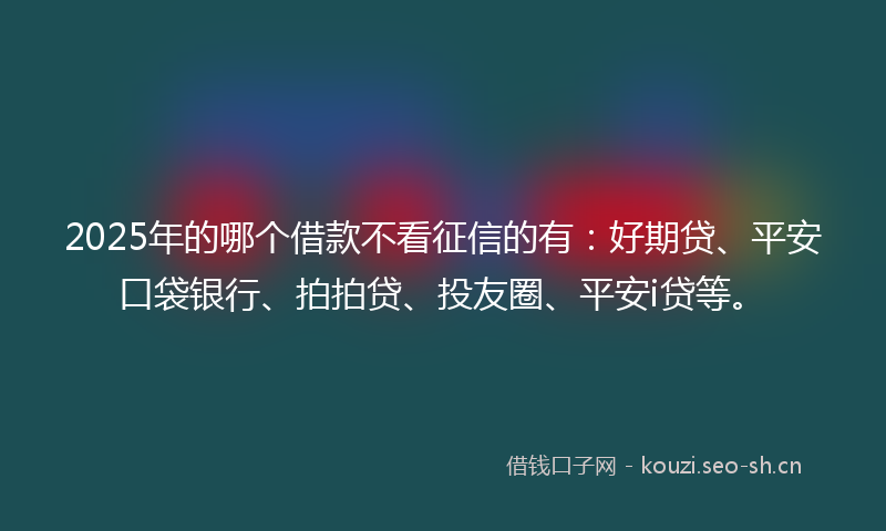 2025年的哪个借款不看征信的有：好期贷、平安口袋银行、拍拍贷、投友圈、平安i贷等。