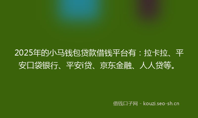 2025年的小马钱包贷款借钱平台有：拉卡拉、平安口袋银行、平安i贷、京东金融、人人贷等。