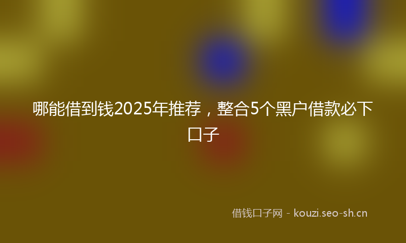 哪能借到钱2025年推荐,整合5个黑户借款必下口子