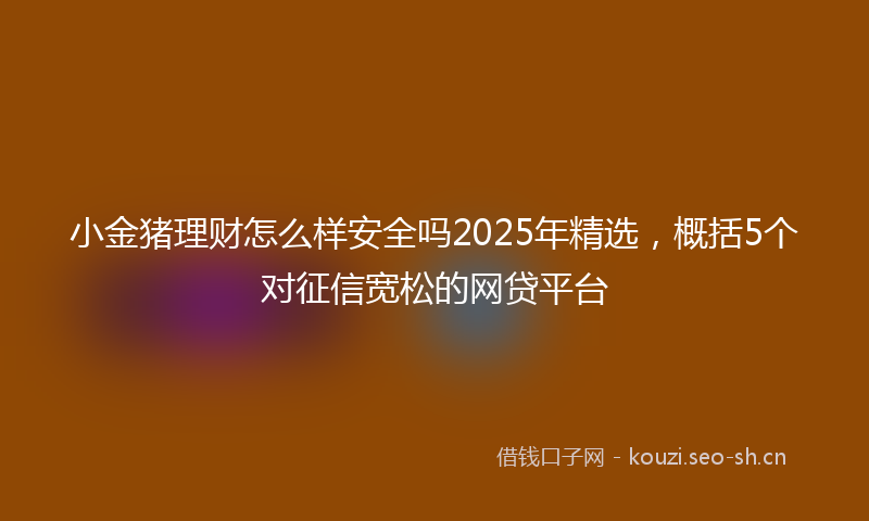 小金猪理财怎么样安全吗2025年精选，概括5个对征信宽松的网贷平台