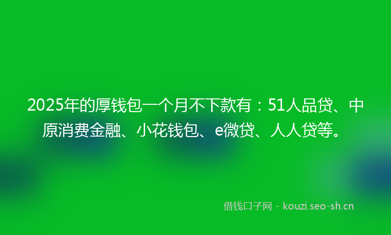 2025年的厚钱包一个月不下款有：51人品贷、中原消费金融、小花钱包、e微贷、人人贷等。
