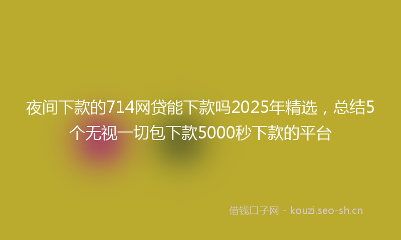 夜间下款的714网贷能下款吗2025年精选，总结5个无视一切包下款5000秒下款的平台