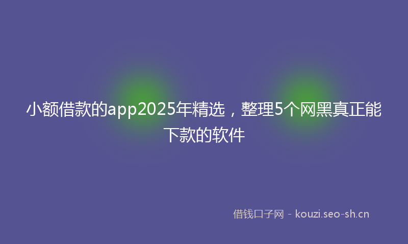 小额借款的app2025年精选，整理5个网黑真正能下款的软件