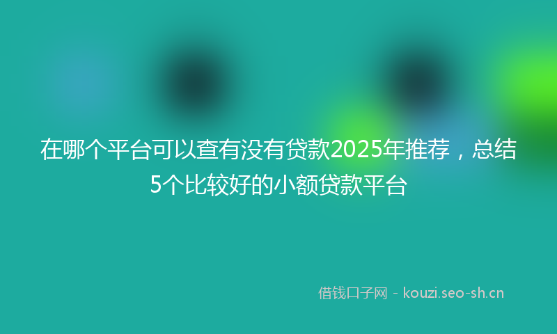 在哪个平台可以查有没有贷款2025年推荐，总结5个比较好的小额贷款平台