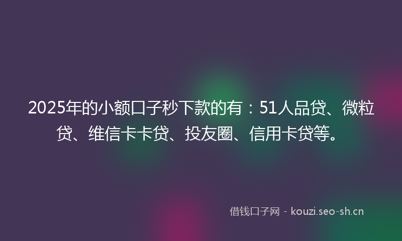 2025年的小额口子秒下款的有：51人品贷、微粒贷、维信卡卡贷、投友圈、信用卡贷等。