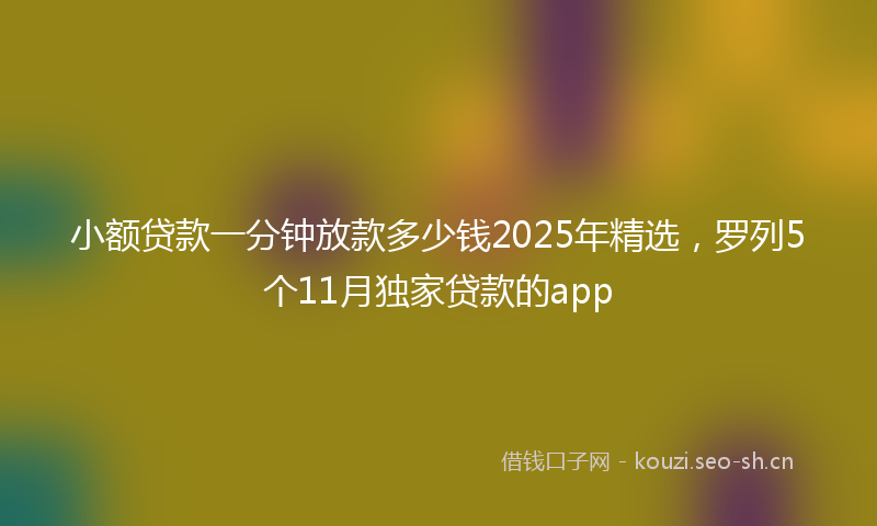 小额贷款一分钟放款多少钱2025年精选，罗列5个11月独家贷款的app