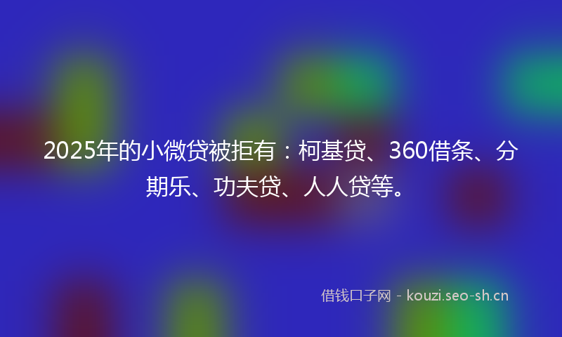 2025年的小微贷被拒有：柯基贷、360借条、分期乐、功夫贷、人人贷等。