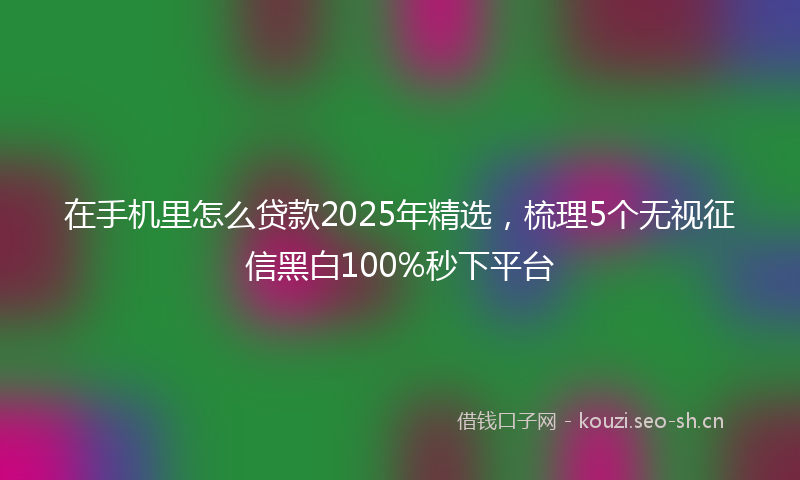 在手机里怎么贷款2025年精选，梳理5个无视征信黑白100%秒下平台