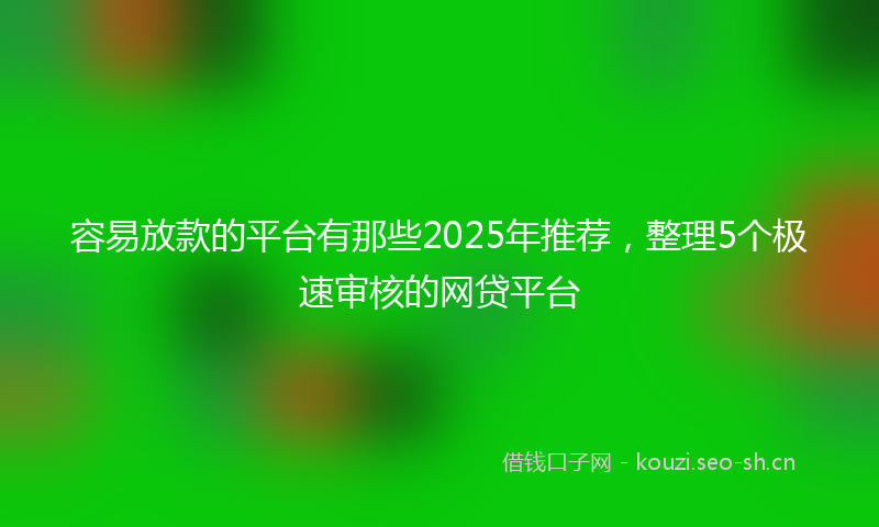 容易放款的平台有那些2025年推荐，整理5个极速审核的网贷平台