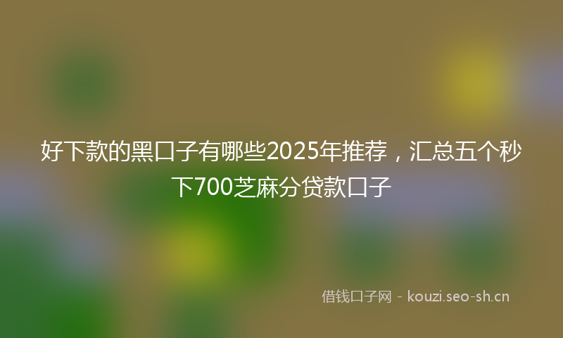 好下款的黑口子有哪些2025年推荐,汇总五个秒下700芝麻分贷款口子