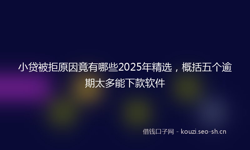 小贷被拒原因竟有哪些2025年精选，概括五个逾期太多能下款软件