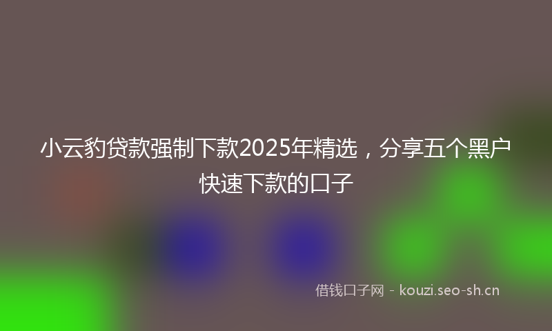 小云豹贷款强制下款2025年精选，分享五个黑户快速下款的口子