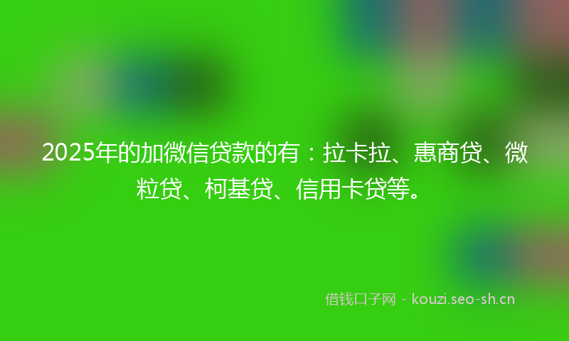 2025年的加微信贷款的有：拉卡拉、惠商贷、微粒贷、柯基贷、信用卡贷等。
