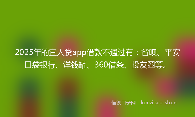 2025年的宜人贷app借款不通过有：省呗、平安口袋银行、洋钱罐、360借条、投友圈等。