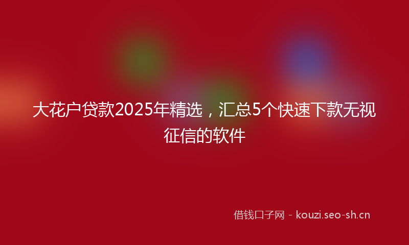 大花户贷款2025年精选，汇总5个快速下款无视征信的软件