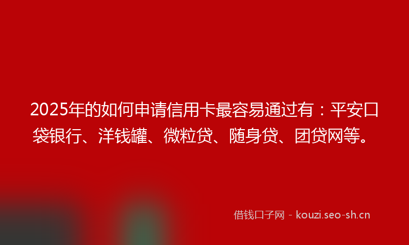 2025年的如何申请信用卡最容易通过有：平安口袋银行、洋钱罐、微粒贷、随身贷、团贷网等。