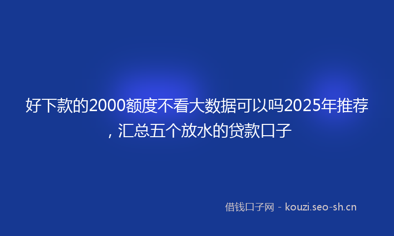 好下款的2000额度不看大数据可以吗2025年推荐，汇总五个放水的贷款口子