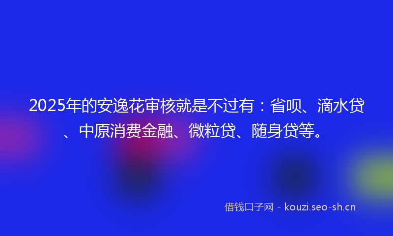 2025年的安逸花审核就是不过有：省呗、滴水贷、中原消费金融、微粒贷、随身贷等。