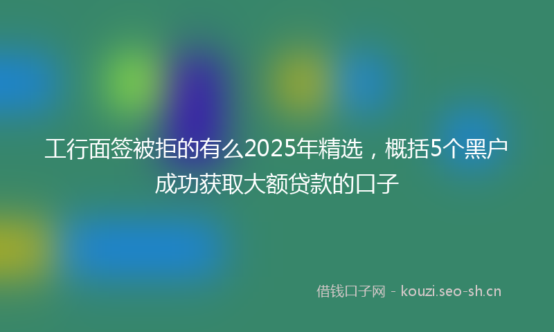 工行面签被拒的有么2025年精选，概括5个黑户成功获取大额贷款的口子