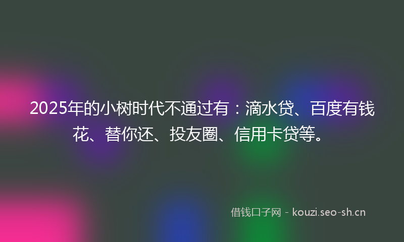 2025年的小树时代不通过有:滴水贷、百度有钱花、替你还、投友圈、信用卡贷等。