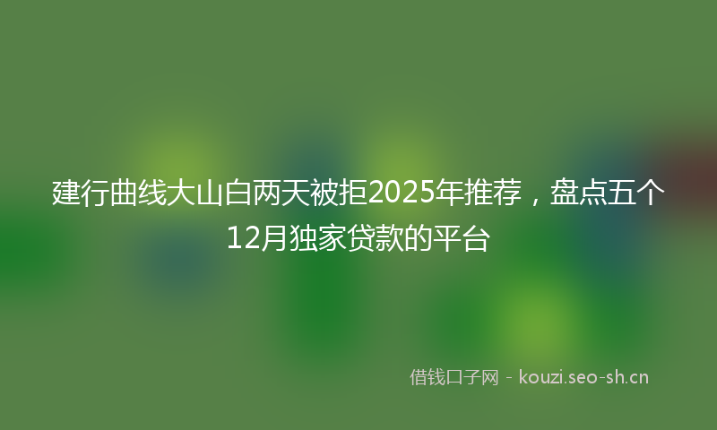 建行曲线大山白两天被拒2025年推荐，盘点五个12月独家贷款的平台