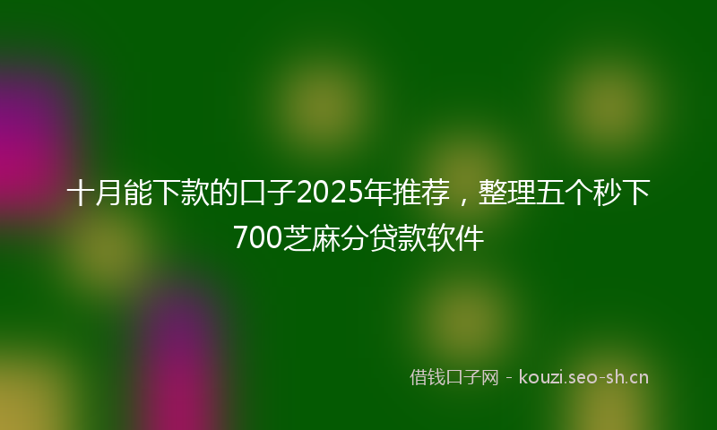 十月能下款的口子2025年推荐，整理五个秒下700芝麻分贷款软件