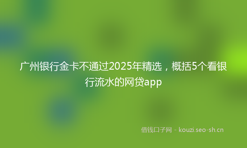 广州银行金卡不通过2025年精选,概括5个看银行流水的网贷app