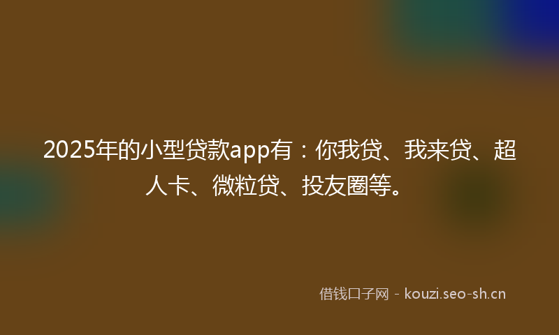 2025年的小型贷款app有：你我贷、我来贷、超人卡、微粒贷、投友圈等。