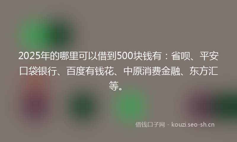 2025年的哪里可以借到500块钱有：省呗、平安口袋银行、百度有钱花、中原消费金融、东方汇等。