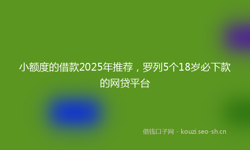 小额度的借款2025年推荐,罗列5个18岁必下款的网贷平台