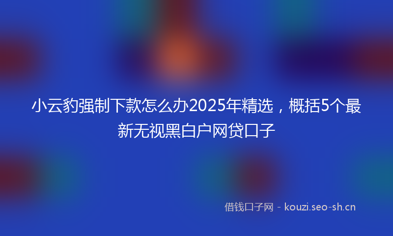 小云豹强制下款怎么办2025年精选，概括5个最新无视黑白户网贷口子