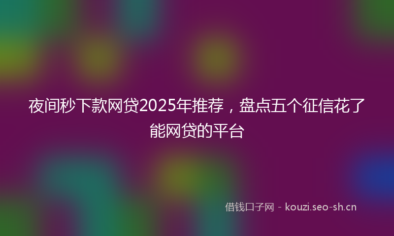 夜间秒下款网贷2025年推荐,盘点五个征信花了能网贷的平台