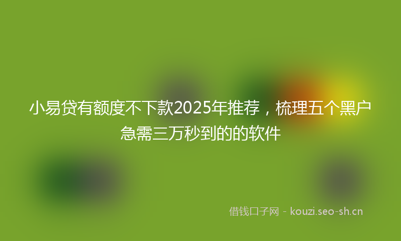 小易贷有额度不下款2025年推荐，梳理五个黑户急需三万秒到的的软件