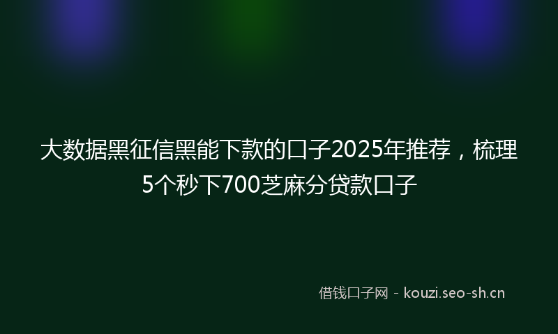 大数据黑征信黑能下款的口子2025年推荐,梳理5个秒下700芝麻分贷款口子
