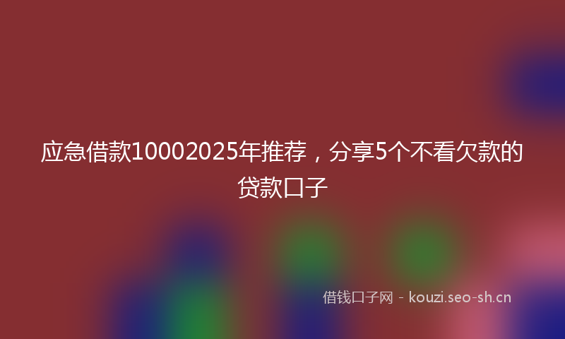 应急借款10002025年推荐,分享5个不看欠款的贷款口子