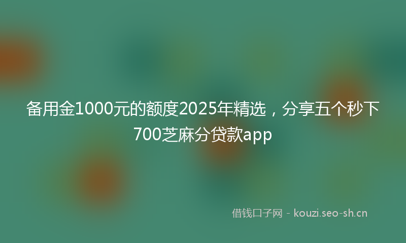 备用金1000元的额度2025年精选，分享五个秒下700芝麻分贷款app