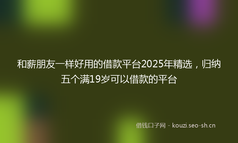 和薪朋友一样好用的借款平台2025年精选，归纳五个满19岁可以借款的平台