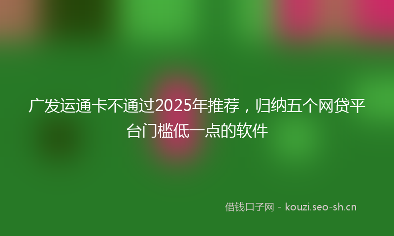 广发运通卡不通过2025年推荐，归纳五个网贷平台门槛低一点的软件