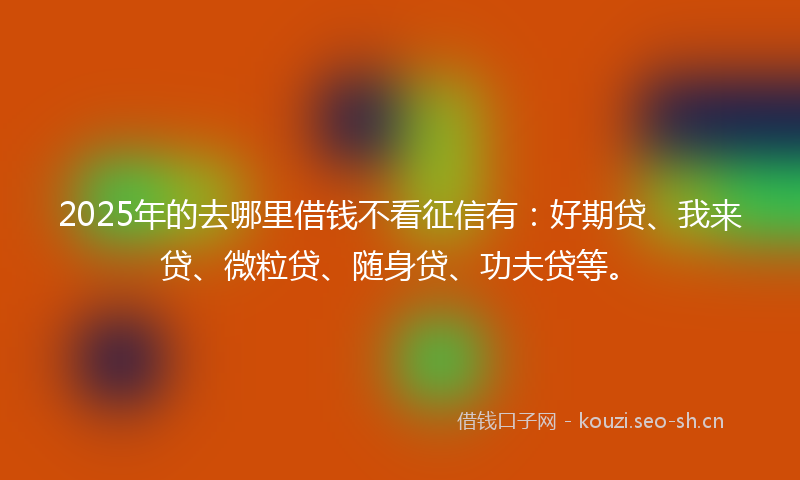2025年的去哪里借钱不看征信有:好期贷、我来贷、微粒贷、随身贷、功夫贷等。