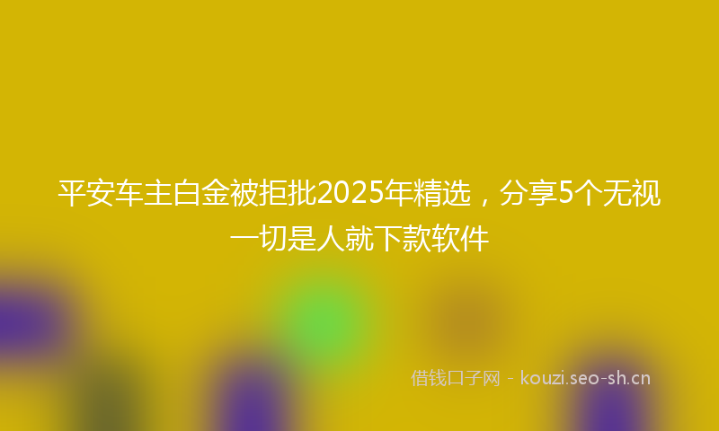 平安车主白金被拒批2025年精选,分享5个无视一切是人就下款软件